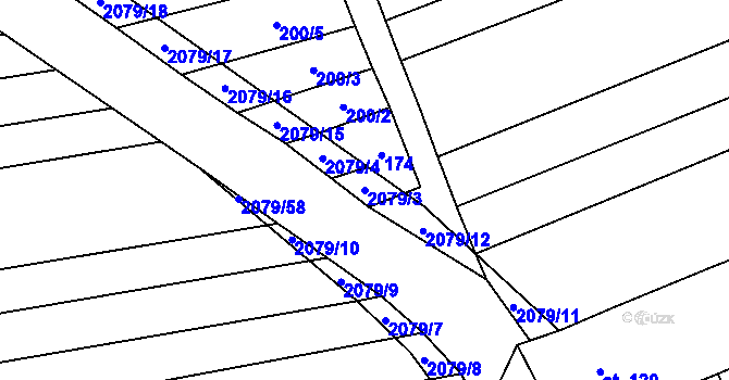 Parcela st. 2079/3 v KÚ Letkovice, Katastrální mapa