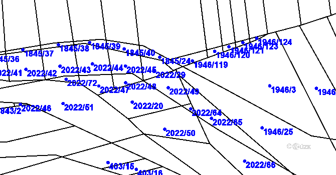 Parcela st. 2022/49 v KÚ Letkovice, Katastrální mapa