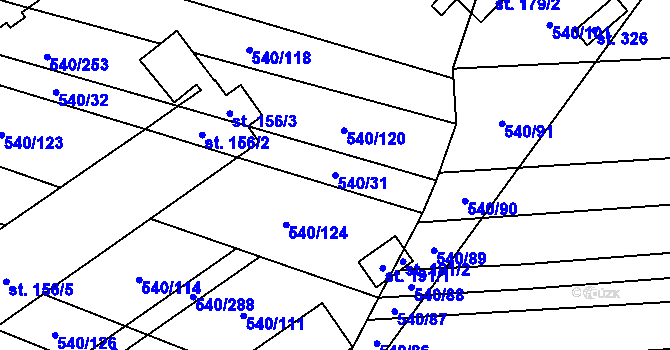 Parcela st. 540/31 v KÚ Letkovice, Katastrální mapa