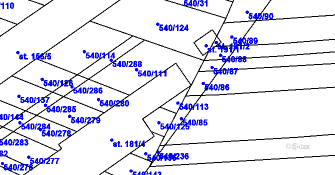 Parcela st. 181/1 v KÚ Letkovice, Katastrální mapa