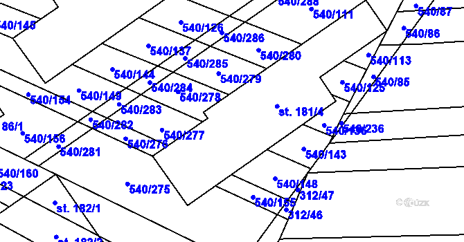 Parcela st. 181/5 v KÚ Letkovice, Katastrální mapa