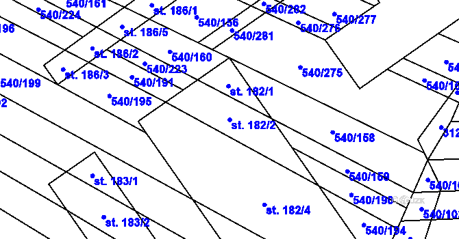 Parcela st. 182/2 v KÚ Letkovice, Katastrální mapa