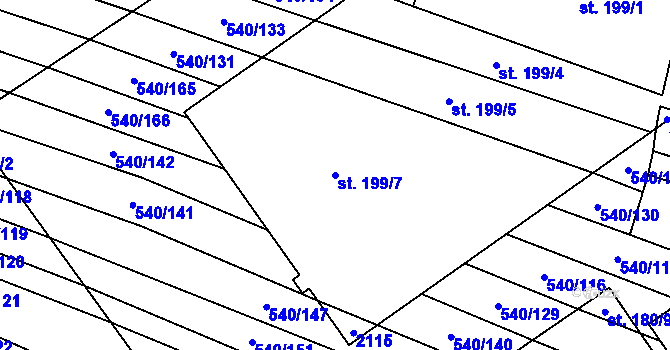 Parcela st. 199/7 v KÚ Letkovice, Katastrální mapa