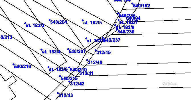 Parcela st. 312/45 v KÚ Letkovice, Katastrální mapa