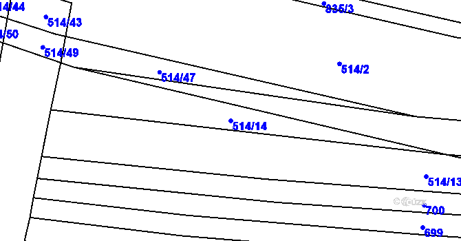 Parcela st. 514/14 v KÚ Letkovice, Katastrální mapa