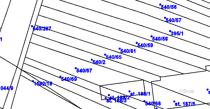 Parcela st. 540/65 v KÚ Letkovice, Katastrální mapa
