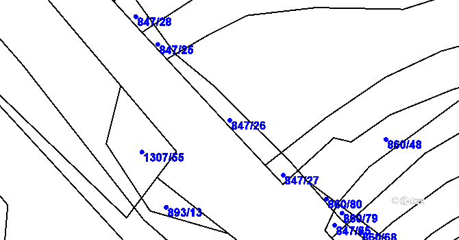 Parcela st. 847/26 v KÚ Letkovice, Katastrální mapa