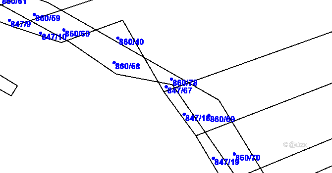 Parcela st. 847/67 v KÚ Letkovice, Katastrální mapa