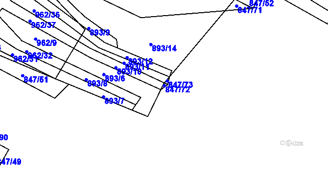 Parcela st. 847/72 v KÚ Letkovice, Katastrální mapa