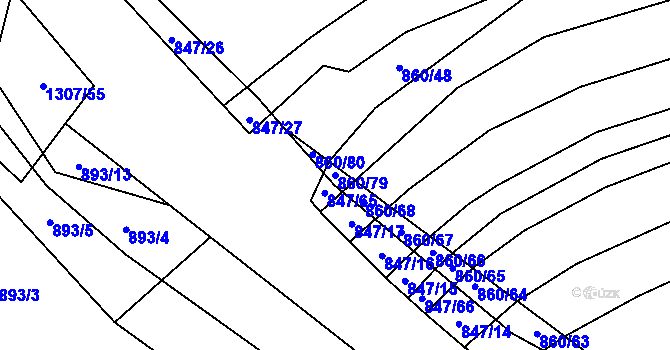 Parcela st. 860/79 v KÚ Letkovice, Katastrální mapa