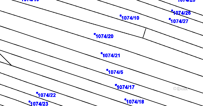 Parcela st. 1074/21 v KÚ Letkovice, Katastrální mapa