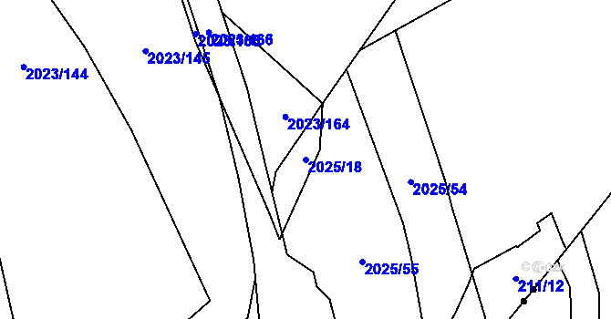 Parcela st. 2025/18 v KÚ Letkovice, Katastrální mapa
