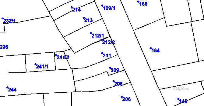 Parcela st. 211 v KÚ Ivanovice na Hané, Katastrální mapa