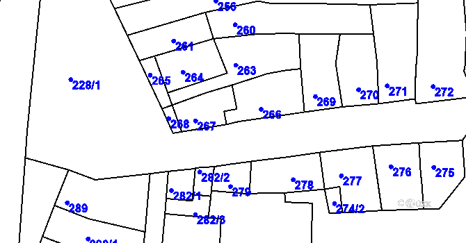 Parcela st. 228/2 v KÚ Ivanovice na Hané, Katastrální mapa