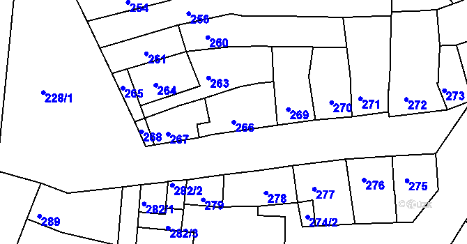 Parcela st. 266 v KÚ Ivanovice na Hané, Katastrální mapa