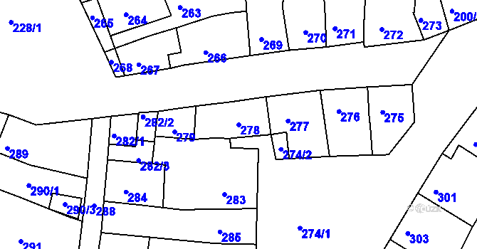 Parcela st. 278 v KÚ Ivanovice na Hané, Katastrální mapa