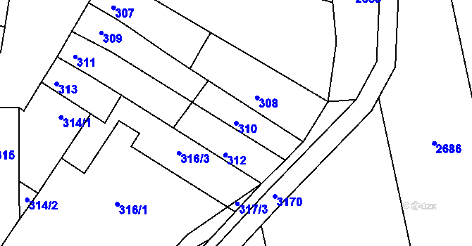 Parcela st. 310 v KÚ Ivanovice na Hané, Katastrální mapa