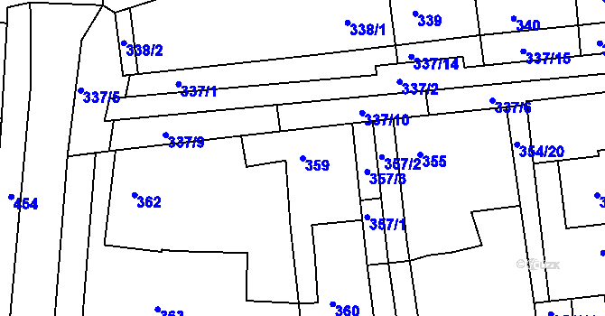 Parcela st. 359 v KÚ Ivanovice na Hané, Katastrální mapa