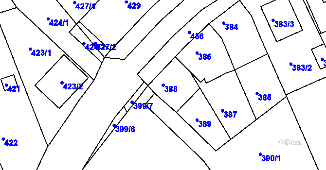 Parcela st. 388 v KÚ Ivanovice na Hané, Katastrální mapa
