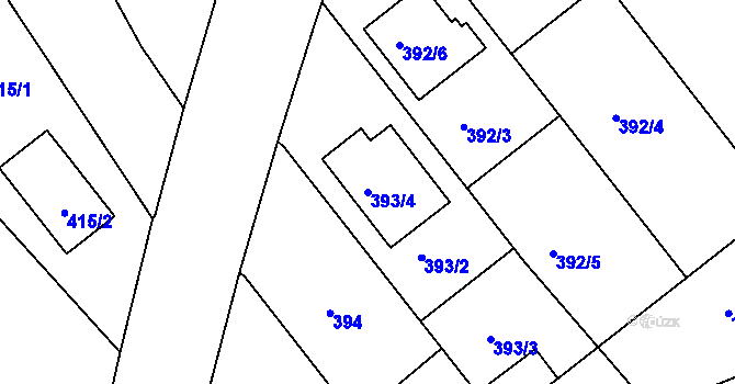 Parcela st. 393/4 v KÚ Ivanovice na Hané, Katastrální mapa