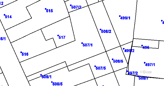 Parcela st. 507/1 v KÚ Ivanovice na Hané, Katastrální mapa