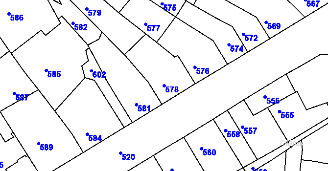 Parcela st. 578 v KÚ Ivanovice na Hané, Katastrální mapa