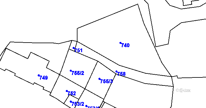 Parcela st. 746 v KÚ Ivanovice na Hané, Katastrální mapa