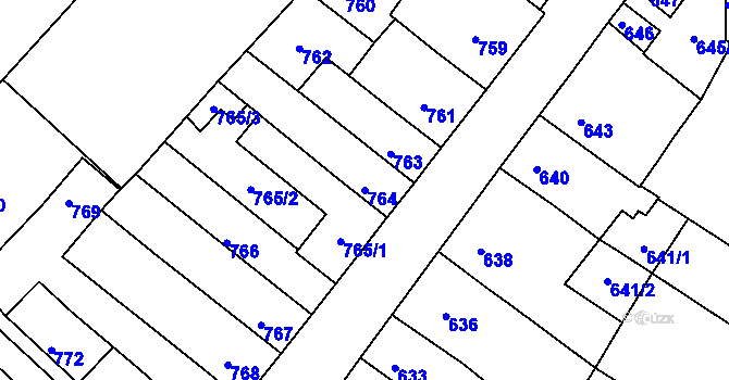 Parcela st. 764 v KÚ Ivanovice na Hané, Katastrální mapa