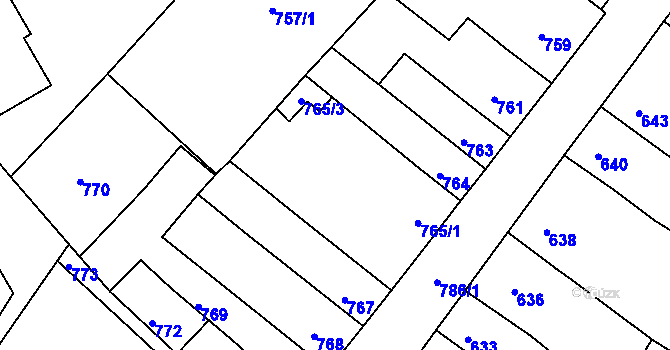 Parcela st. 765/2 v KÚ Ivanovice na Hané, Katastrální mapa