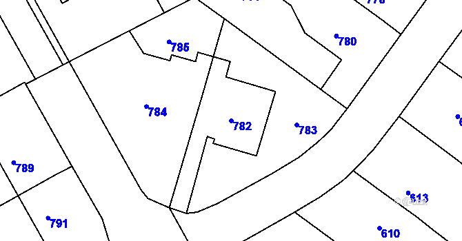Parcela st. 782 v KÚ Ivanovice na Hané, Katastrální mapa