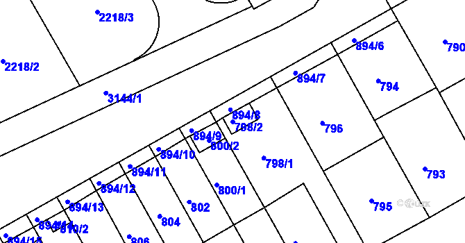 Parcela st. 798/2 v KÚ Ivanovice na Hané, Katastrální mapa