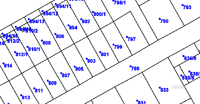 Parcela st. 801 v KÚ Ivanovice na Hané, Katastrální mapa