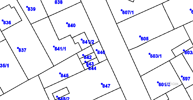 Parcela st. 846 v KÚ Ivanovice na Hané, Katastrální mapa