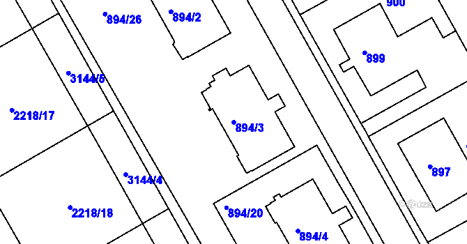 Parcela st. 894/3 v KÚ Ivanovice na Hané, Katastrální mapa
