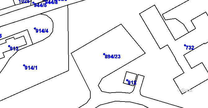 Parcela st. 894/23 v KÚ Ivanovice na Hané, Katastrální mapa