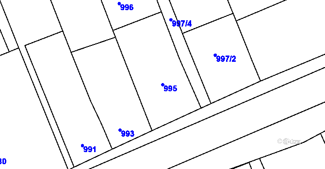 Parcela st. 995 v KÚ Ivanovice na Hané, Katastrální mapa