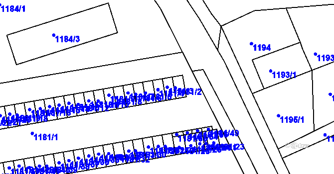 Parcela st. 1181/3 v KÚ Ivanovice na Hané, Katastrální mapa