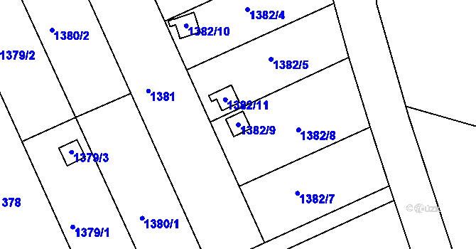 Parcela st. 1382/9 v KÚ Ivanovice na Hané, Katastrální mapa