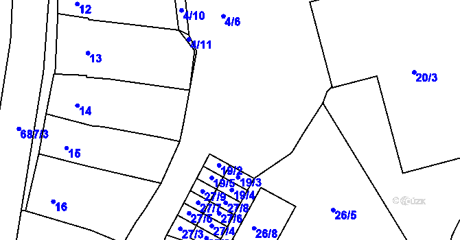 Parcela st. 19/1 v KÚ Ivanovice na Hané, Katastrální mapa
