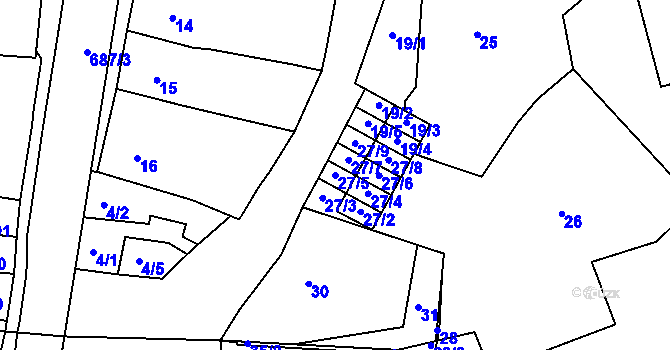 Parcela st. 27/5 v KÚ Ivanovice na Hané, Katastrální mapa