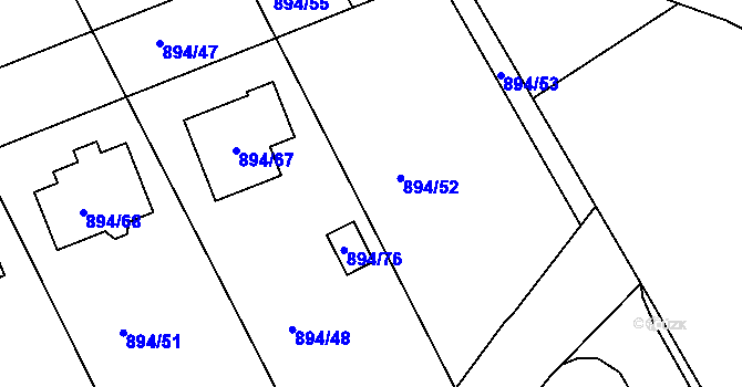 Parcela st. 894/52 v KÚ Ivanovice na Hané, Katastrální mapa