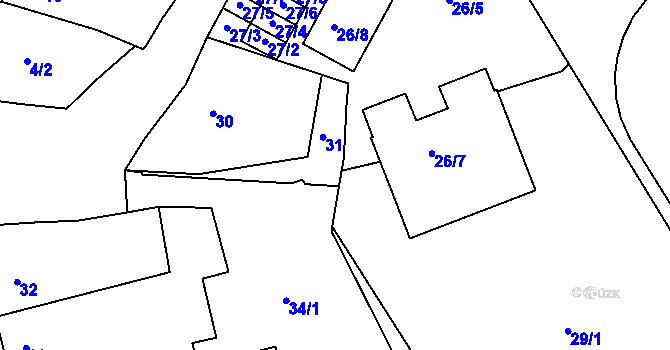 Parcela st. 29/3 v KÚ Ivanovice na Hané, Katastrální mapa