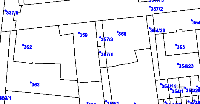 Parcela st. 357/1 v KÚ Ivanovice na Hané, Katastrální mapa