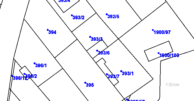 Parcela st. 393/6 v KÚ Ivanovice na Hané, Katastrální mapa