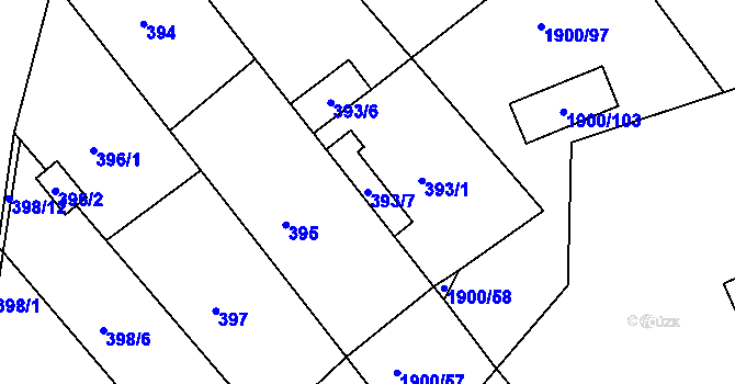 Parcela st. 393/7 v KÚ Ivanovice na Hané, Katastrální mapa