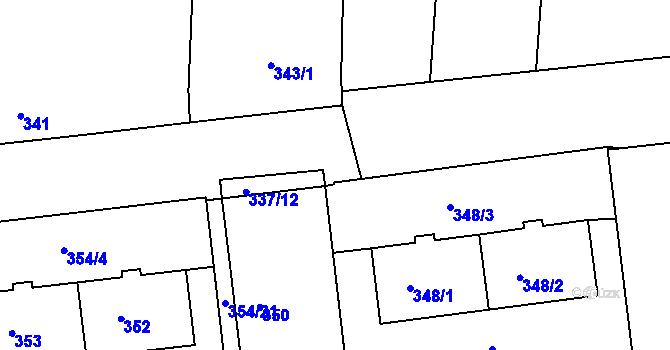 Parcela st. 337/13 v KÚ Ivanovice na Hané, Katastrální mapa