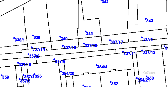 Parcela st. 337/16 v KÚ Ivanovice na Hané, Katastrální mapa