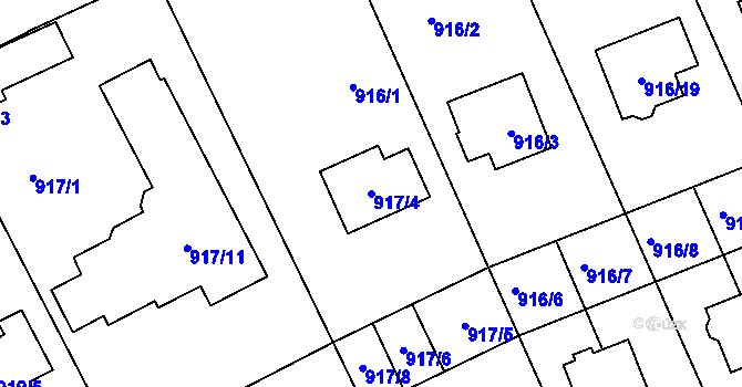 Parcela st. 917/4 v KÚ Ivanovice na Hané, Katastrální mapa