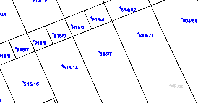 Parcela st. 915/7 v KÚ Ivanovice na Hané, Katastrální mapa