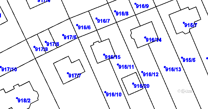 Parcela st. 916/15 v KÚ Ivanovice na Hané, Katastrální mapa